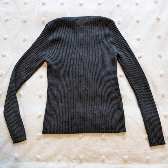 Charcoal Grey v-neck Banana Republic merino wool Sweater size L - Picture 2 of 4